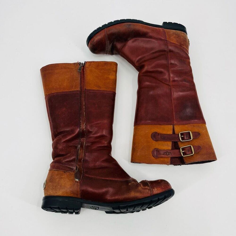 UGG Womens Leather Mid-Calf Boots Brown Size W7